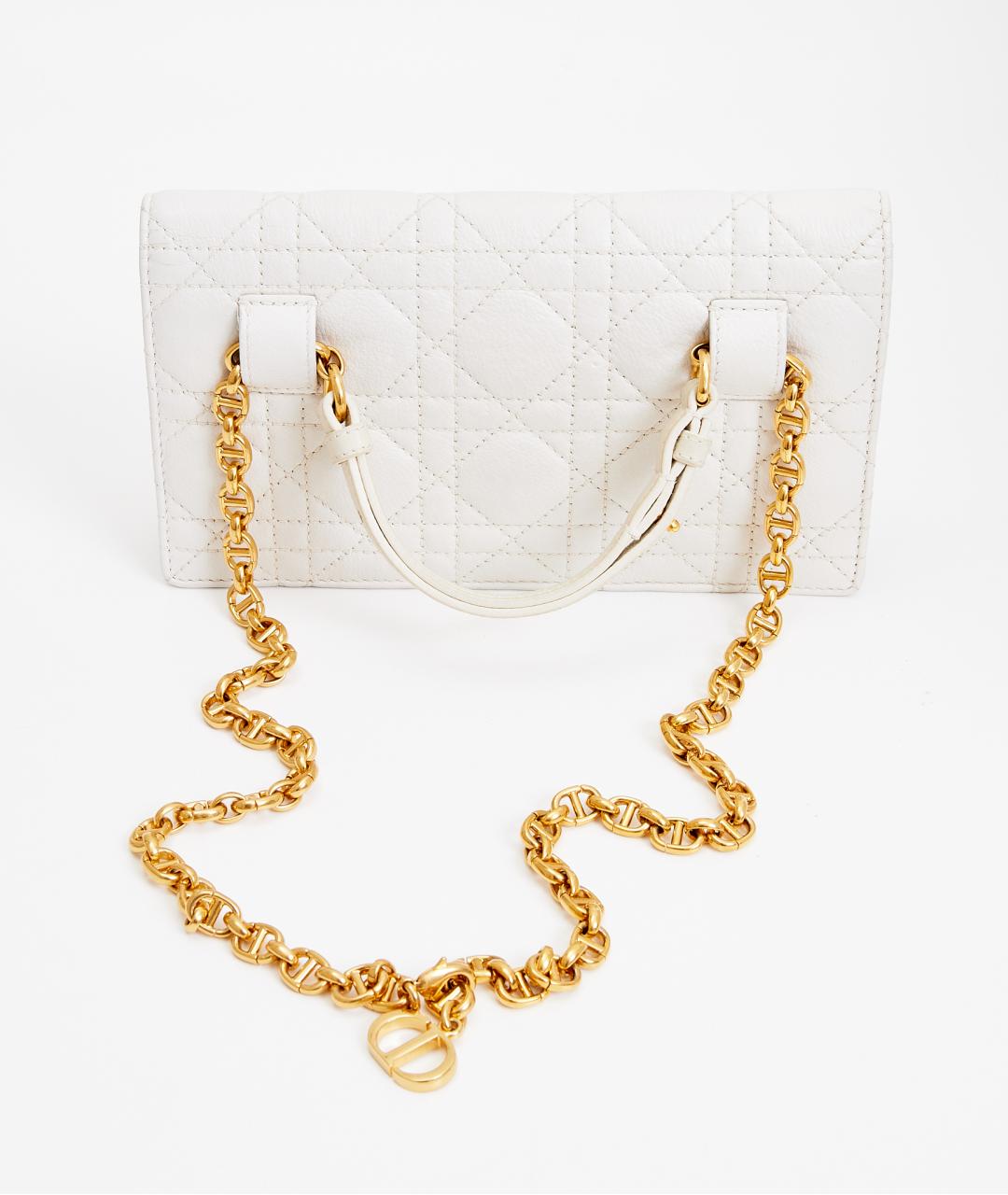 CHRISTIAN DIOR Белая кожаная сумка через плечо, фото 4