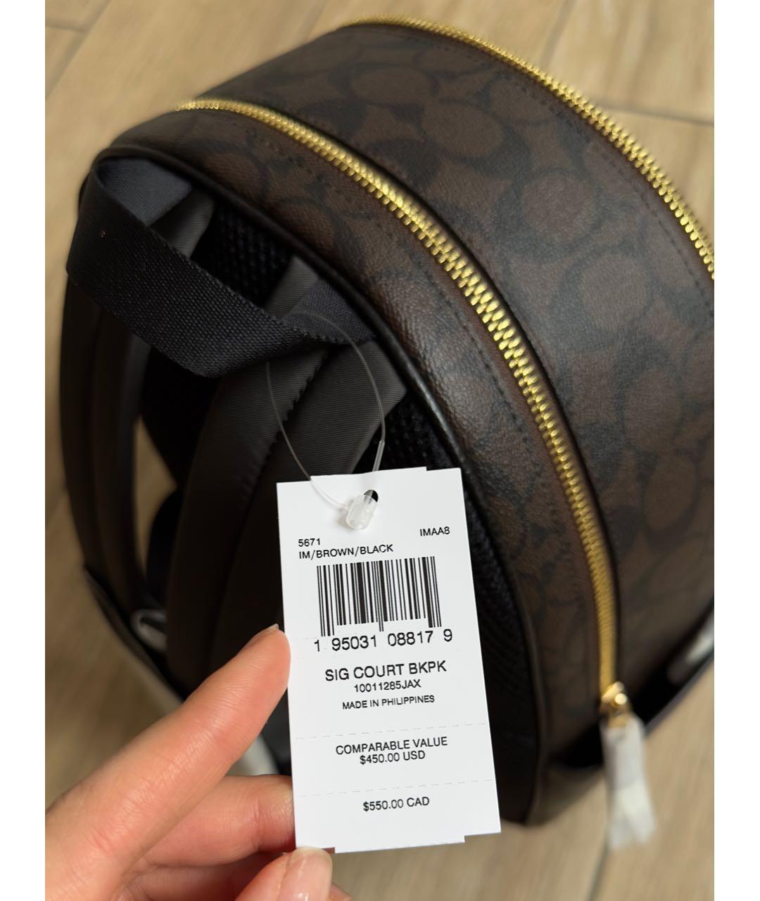 COACH Коричневый кожаный рюкзак, фото 6