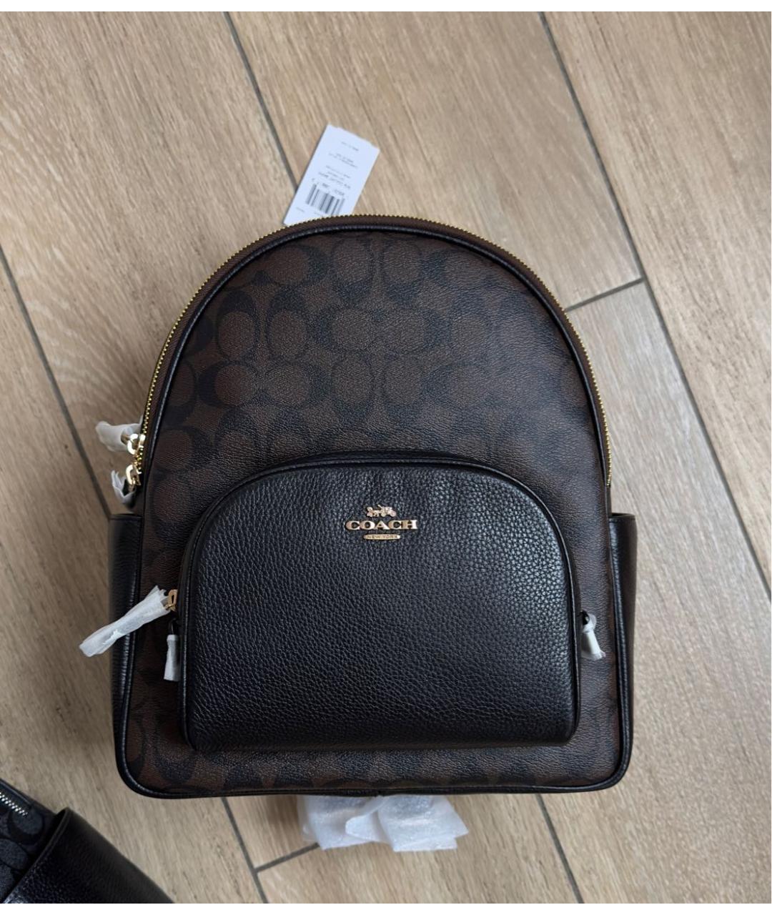 COACH Коричневый кожаный рюкзак, фото 5