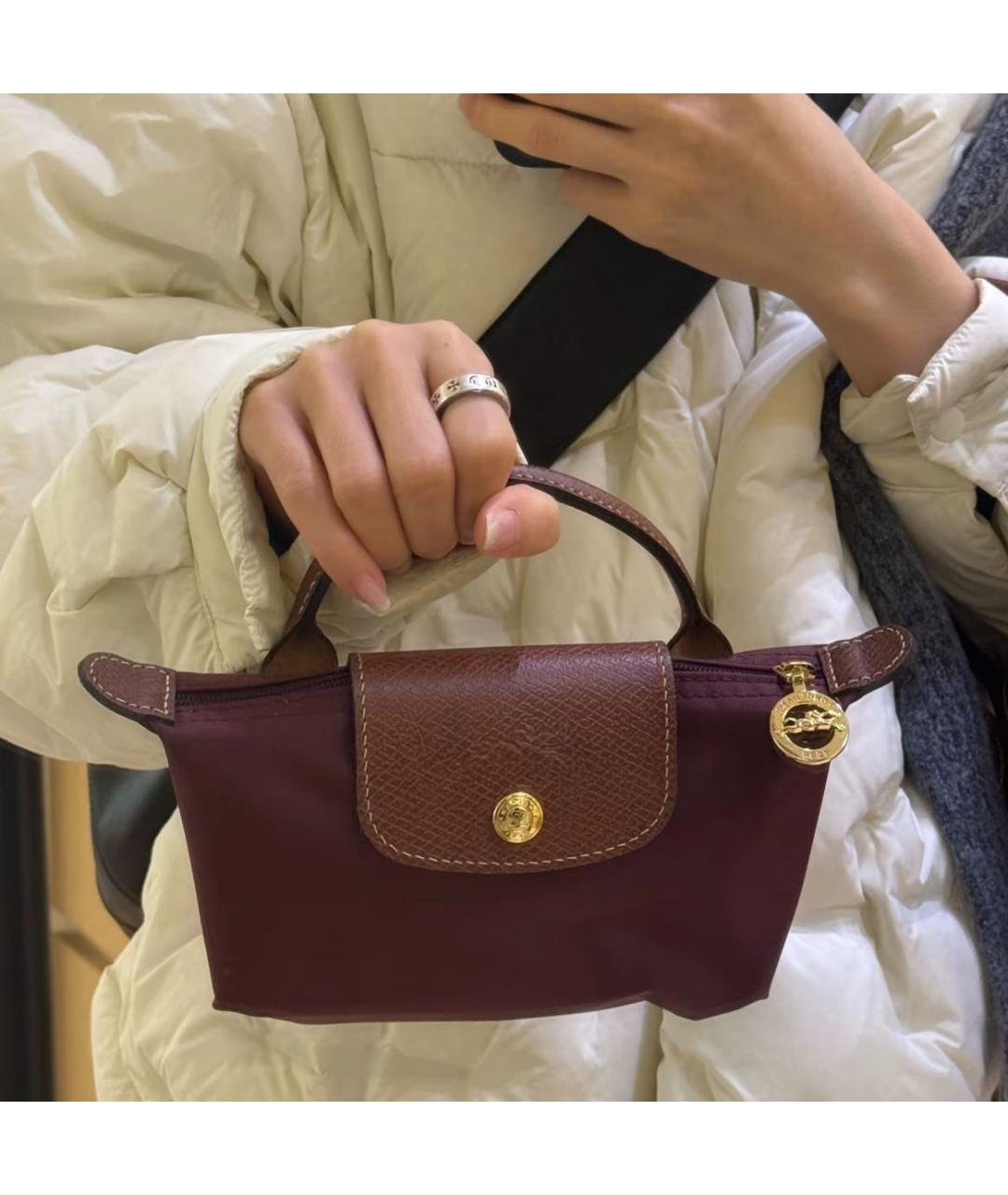 LONGCHAMP Бордовая сумка с короткими ручками, фото 5