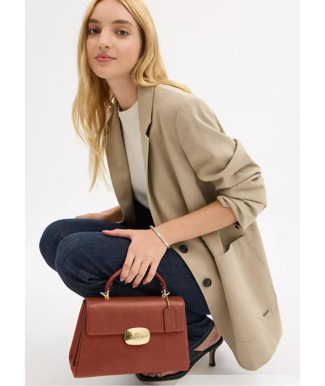 COACH Коричневая кожаная сумка через плечо, фото 4