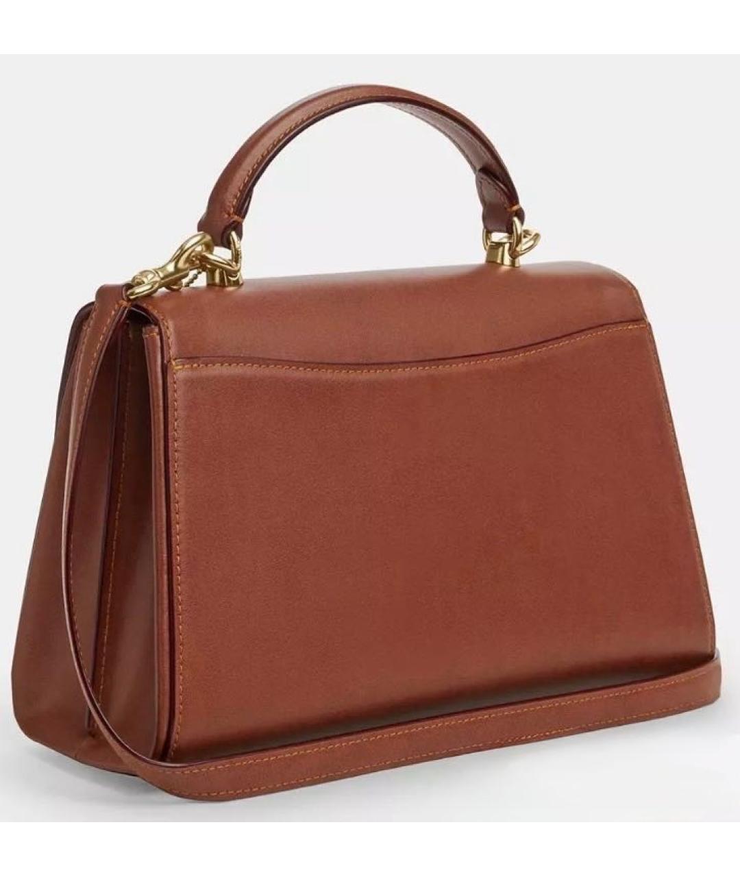 COACH Коричневая кожаная сумка через плечо, фото 2