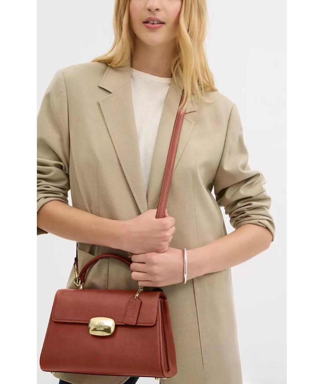 COACH Коричневая кожаная сумка через плечо, фото 3