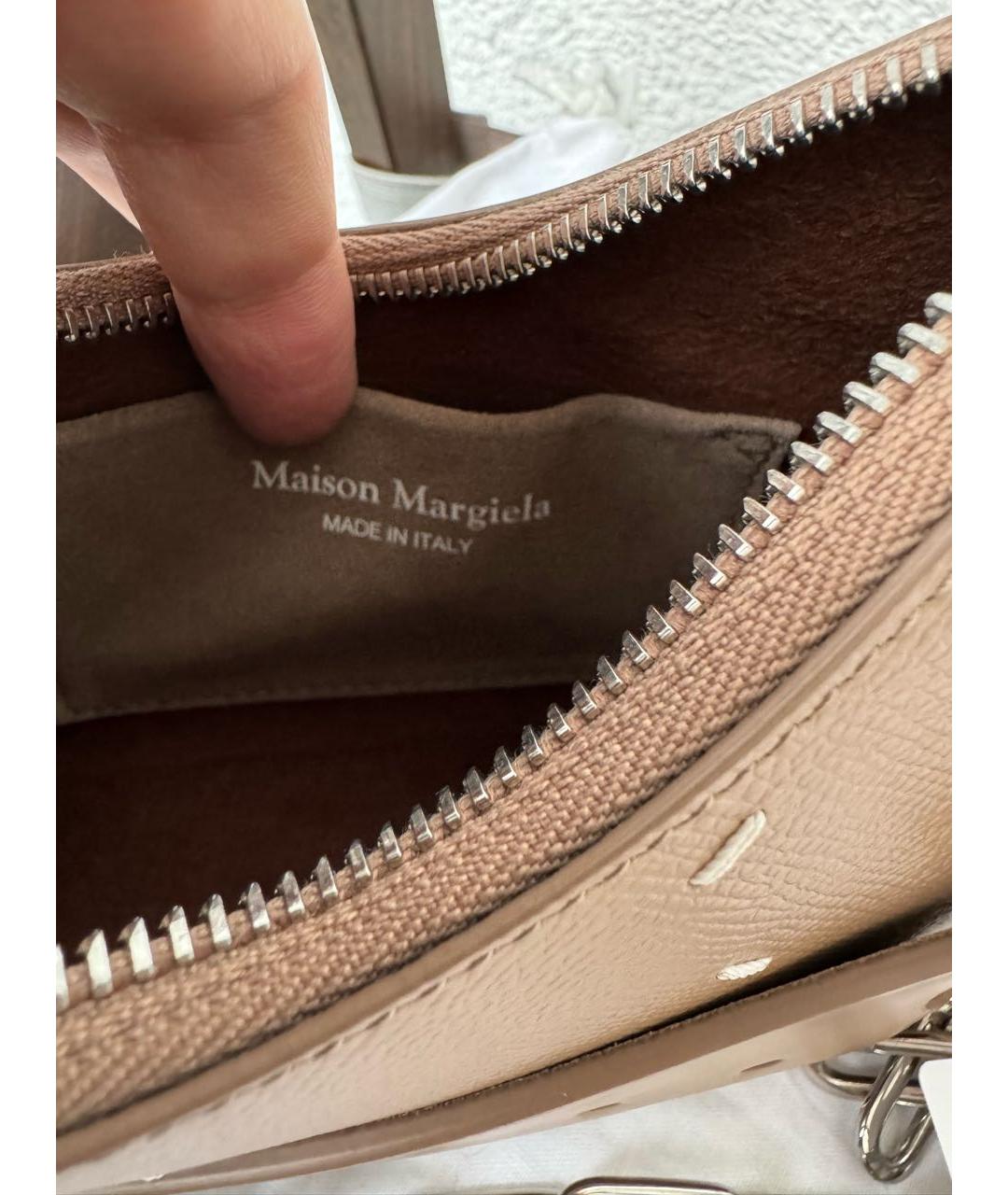 MAISON MARGIELA Бежевая кожаная сумка через плечо, фото 8