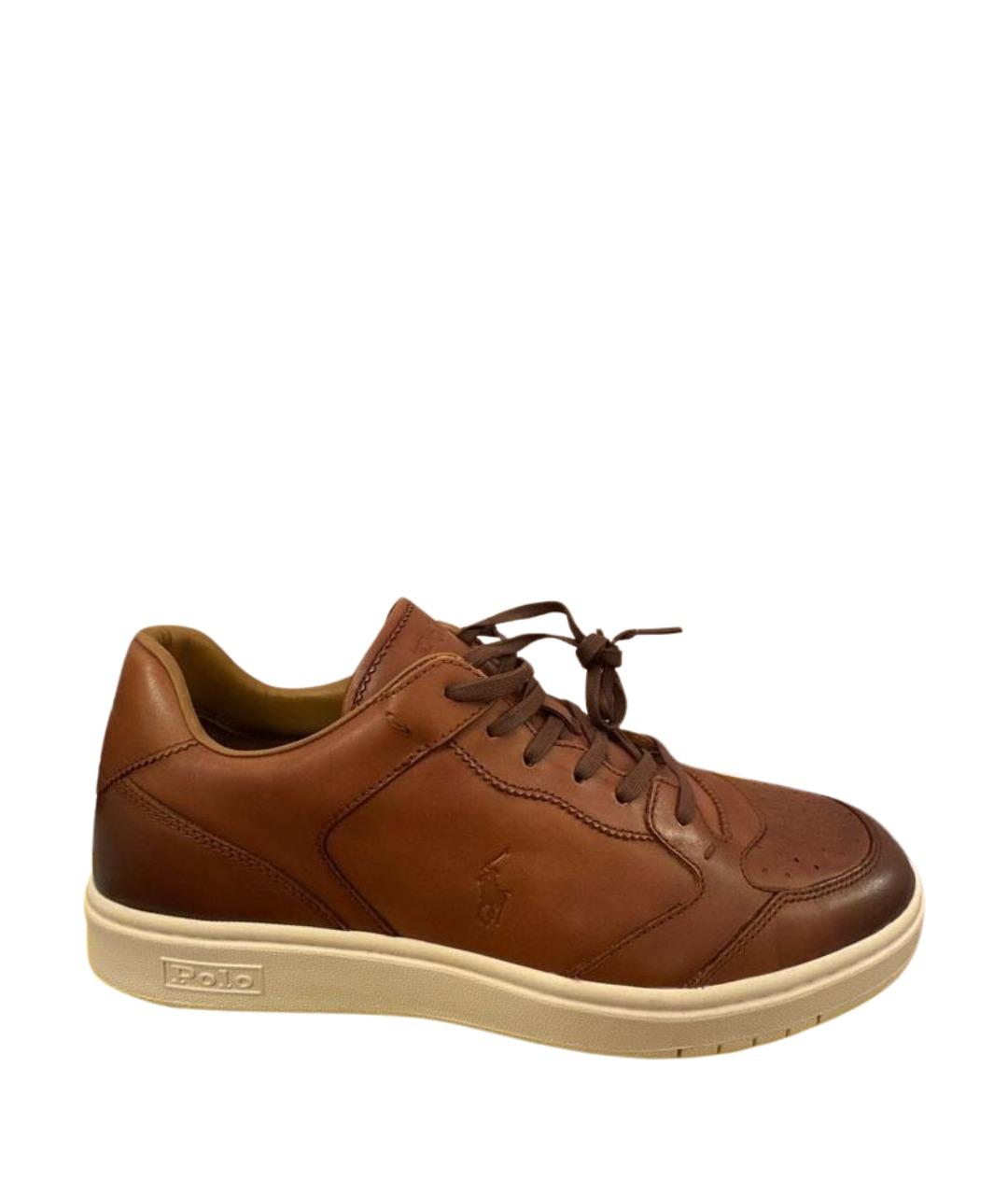 POLO RALPH LAUREN Коричневые кожаные низкие кроссовки / кеды, фото 1