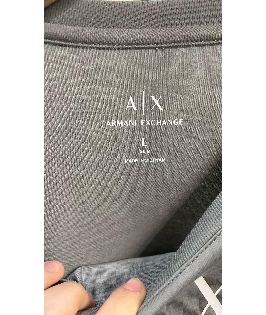 ARMANI EXCHANGE Серая хлопковая футболка, фото 3