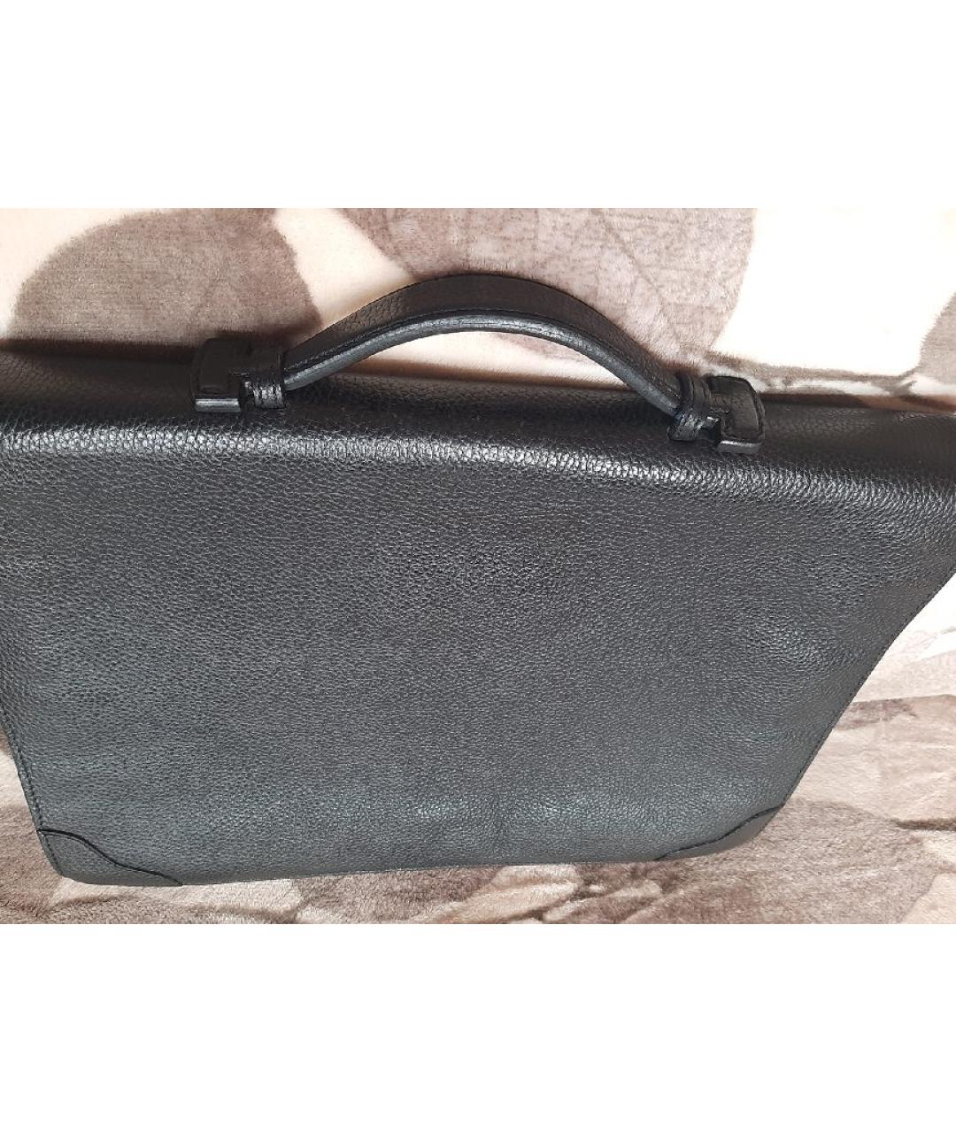KITON Черный кожаный портфель, фото 6