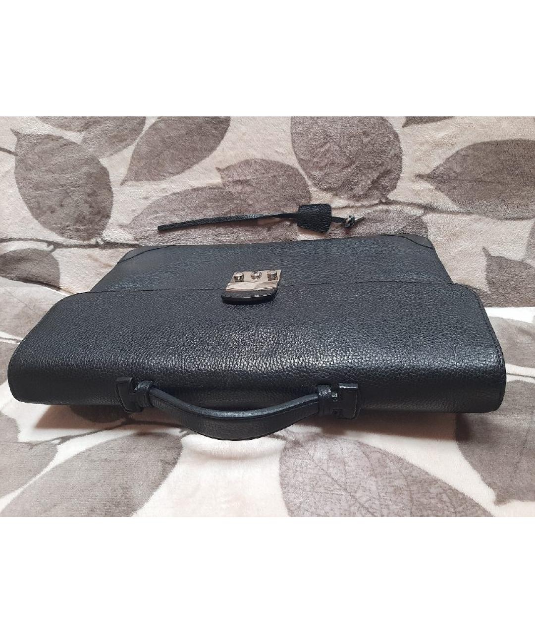 KITON Черный кожаный портфель, фото 4