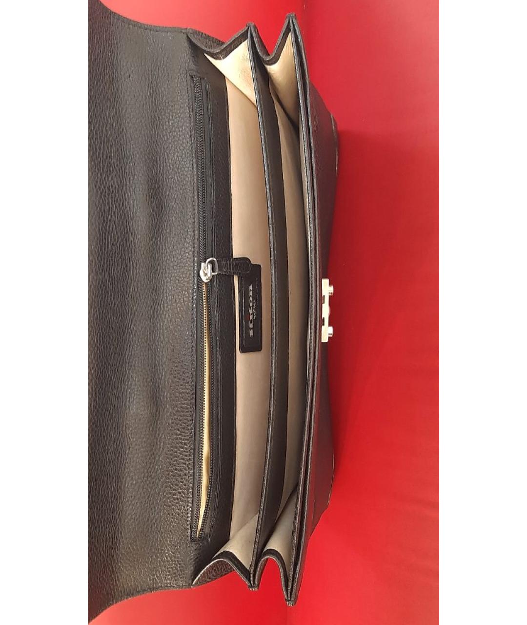 KITON Черный кожаный портфель, фото 5