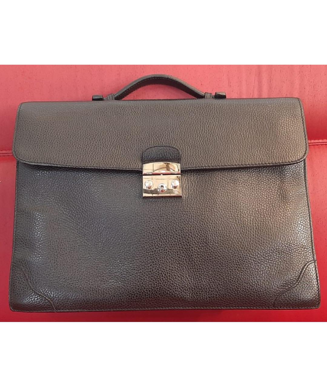 KITON Черный кожаный портфель, фото 2