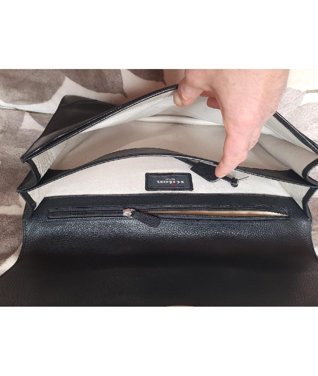 KITON Черный кожаный портфель, фото 5