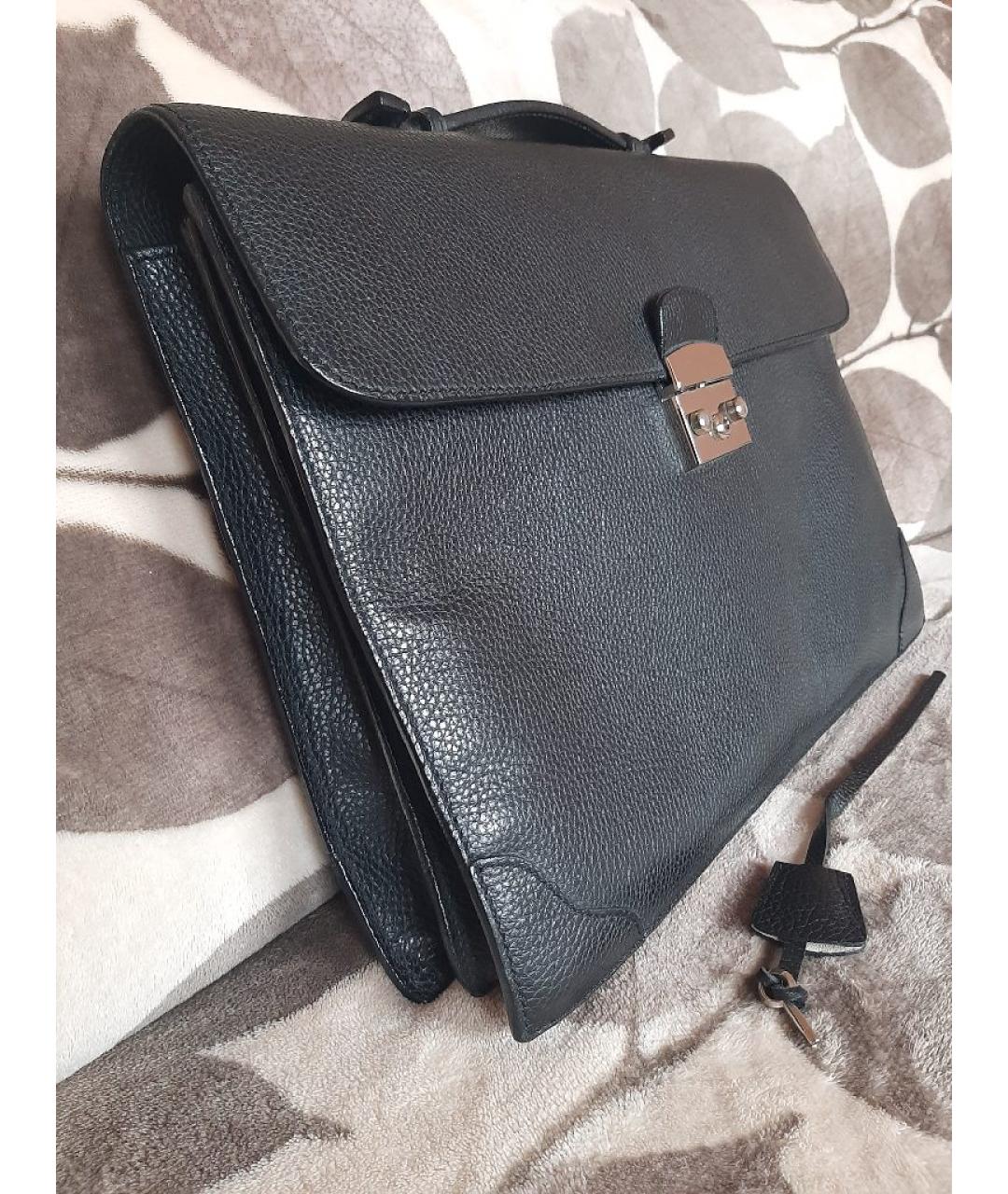 KITON Черный кожаный портфель, фото 3