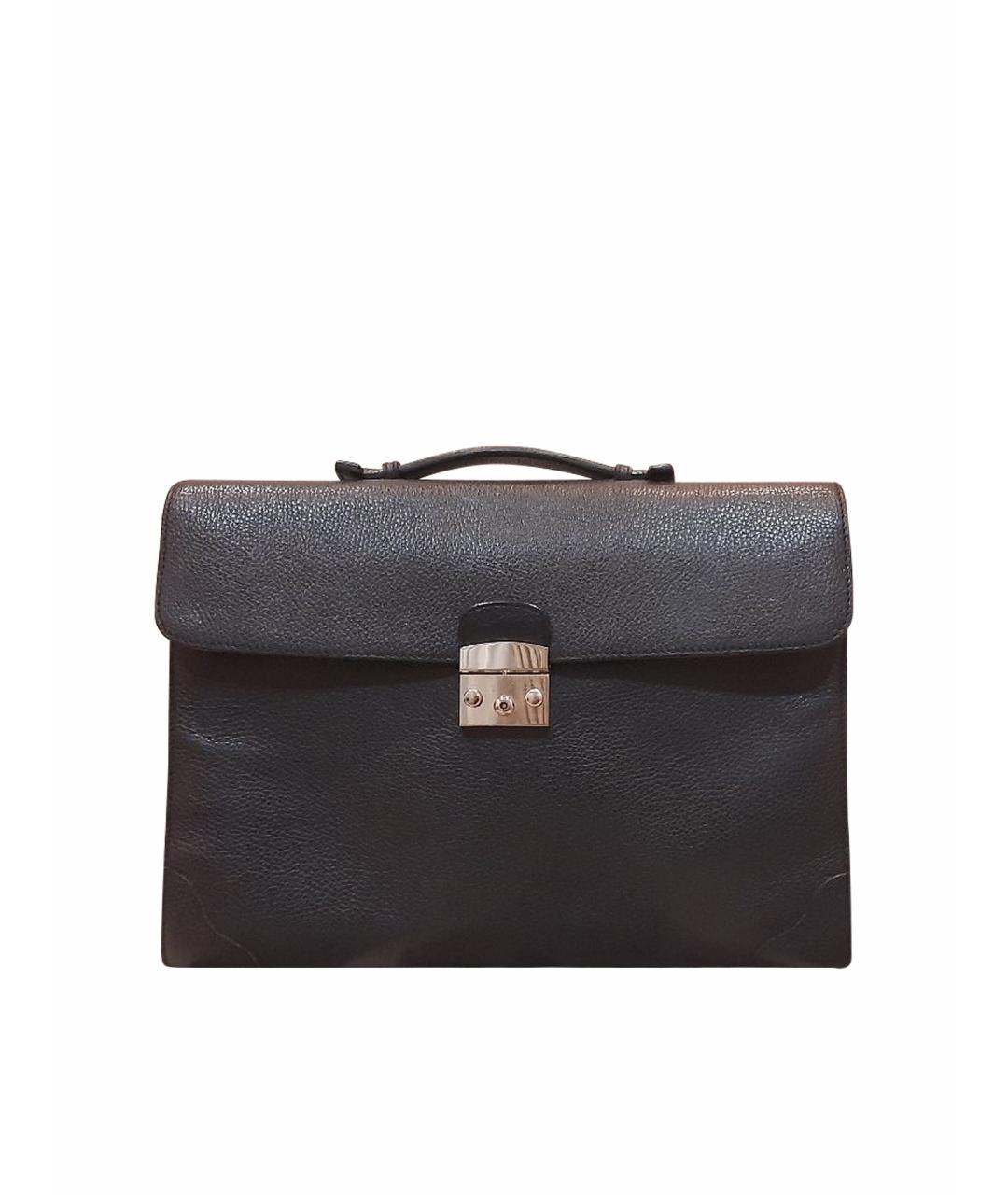 KITON Черный кожаный портфель, фото 1