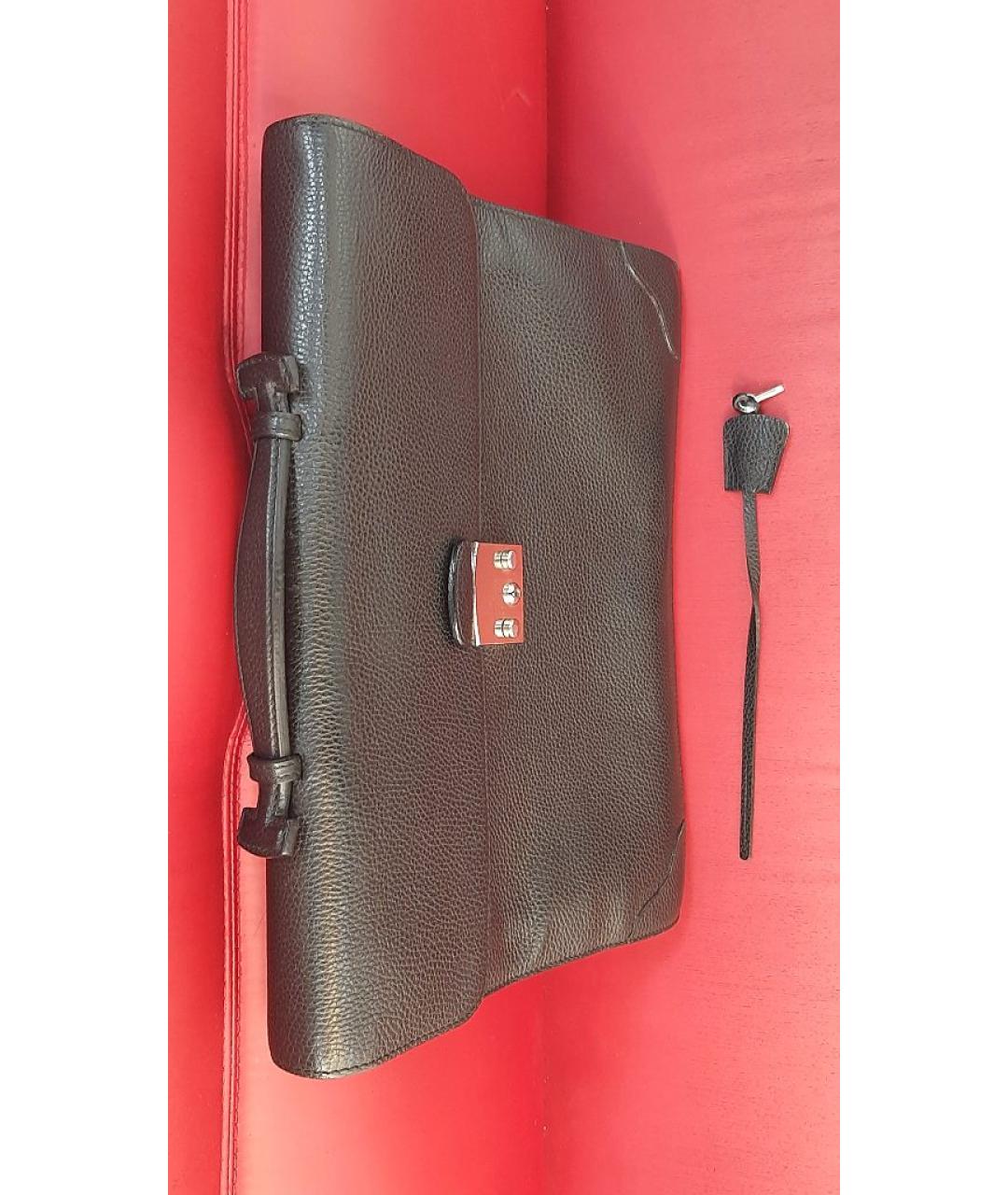 KITON Черный кожаный портфель, фото 3