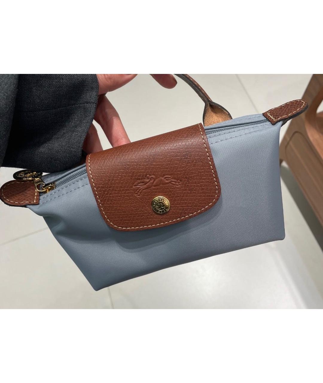 LONGCHAMP Голубая тканевая сумка с короткими ручками, фото 2