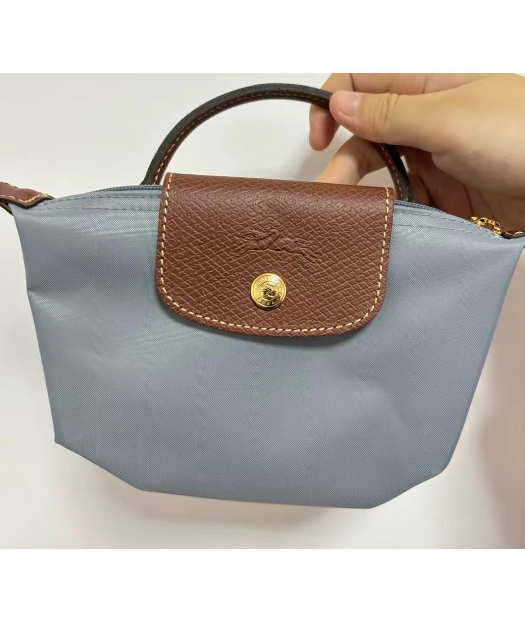 LONGCHAMP Голубая тканевая сумка с короткими ручками, фото 4