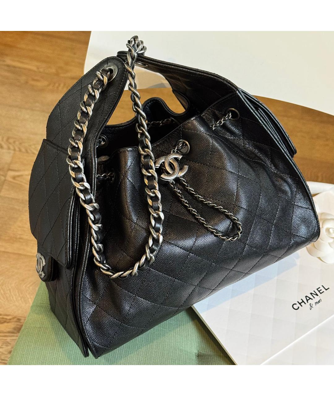 CHANEL Черная кожаная сумка через плечо, фото 2