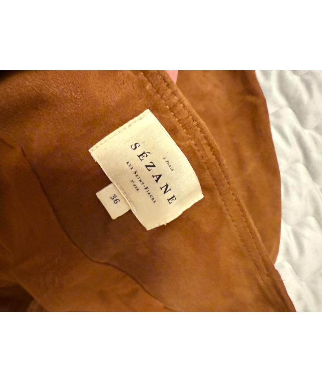 Sezane Коричневая замшевая юбка мини, фото 3