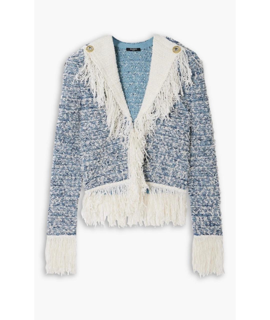 BALMAIN Голубой твидовый жакет/пиджак, фото 5
