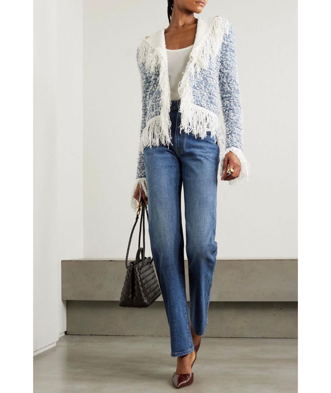 BALMAIN Голубой твидовый жакет/пиджак, фото 2