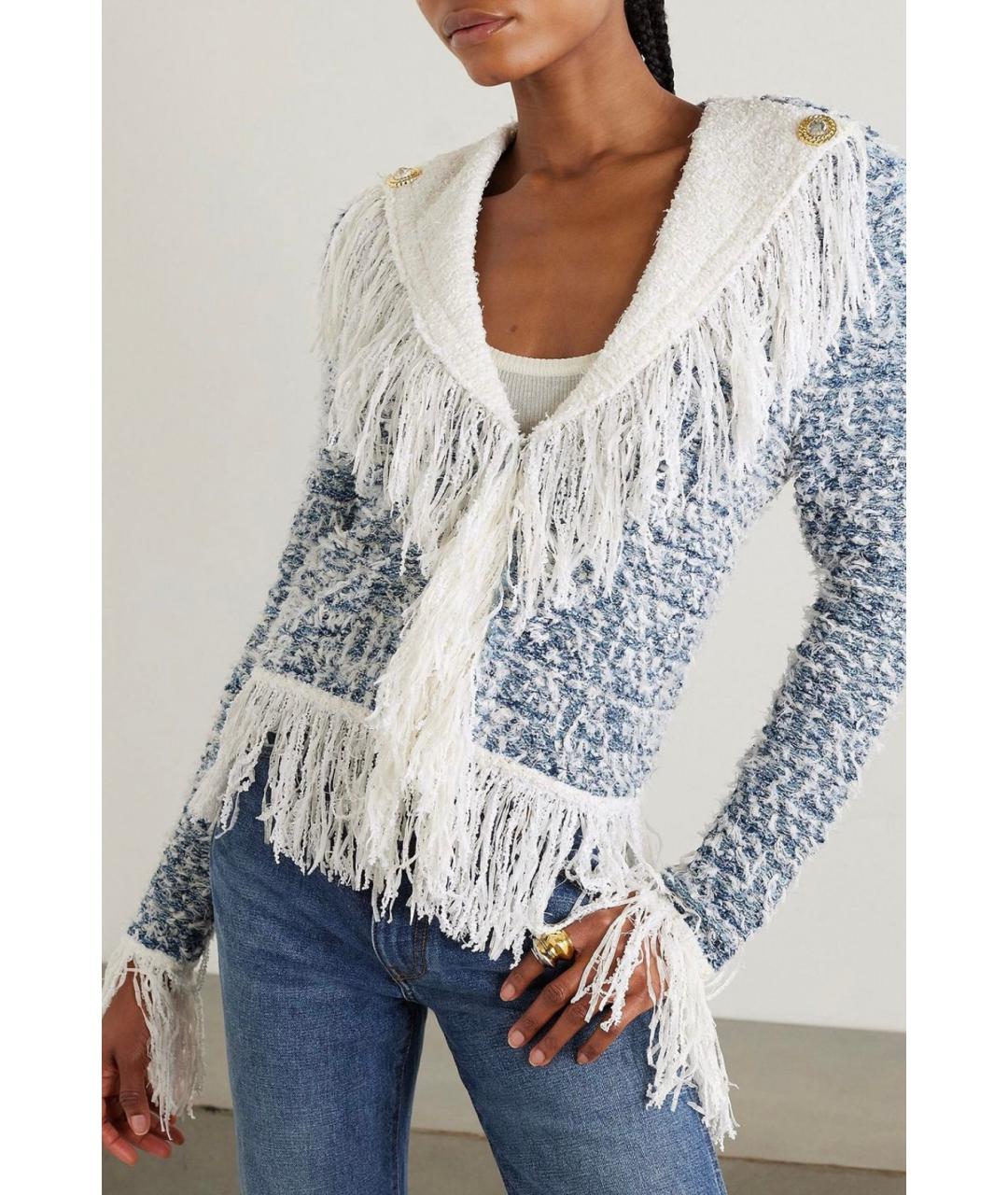 BALMAIN Голубой твидовый жакет/пиджак, фото 3