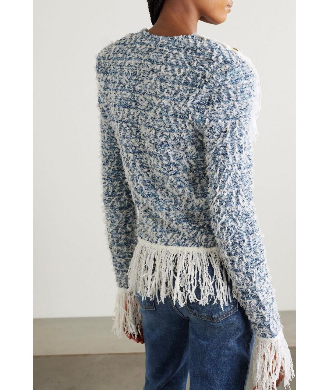 BALMAIN Голубой твидовый жакет/пиджак, фото 4