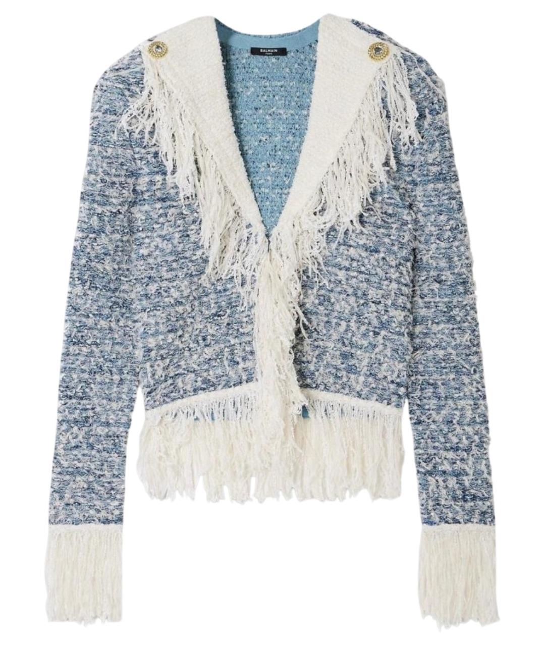BALMAIN Голубой твидовый жакет/пиджак, фото 1