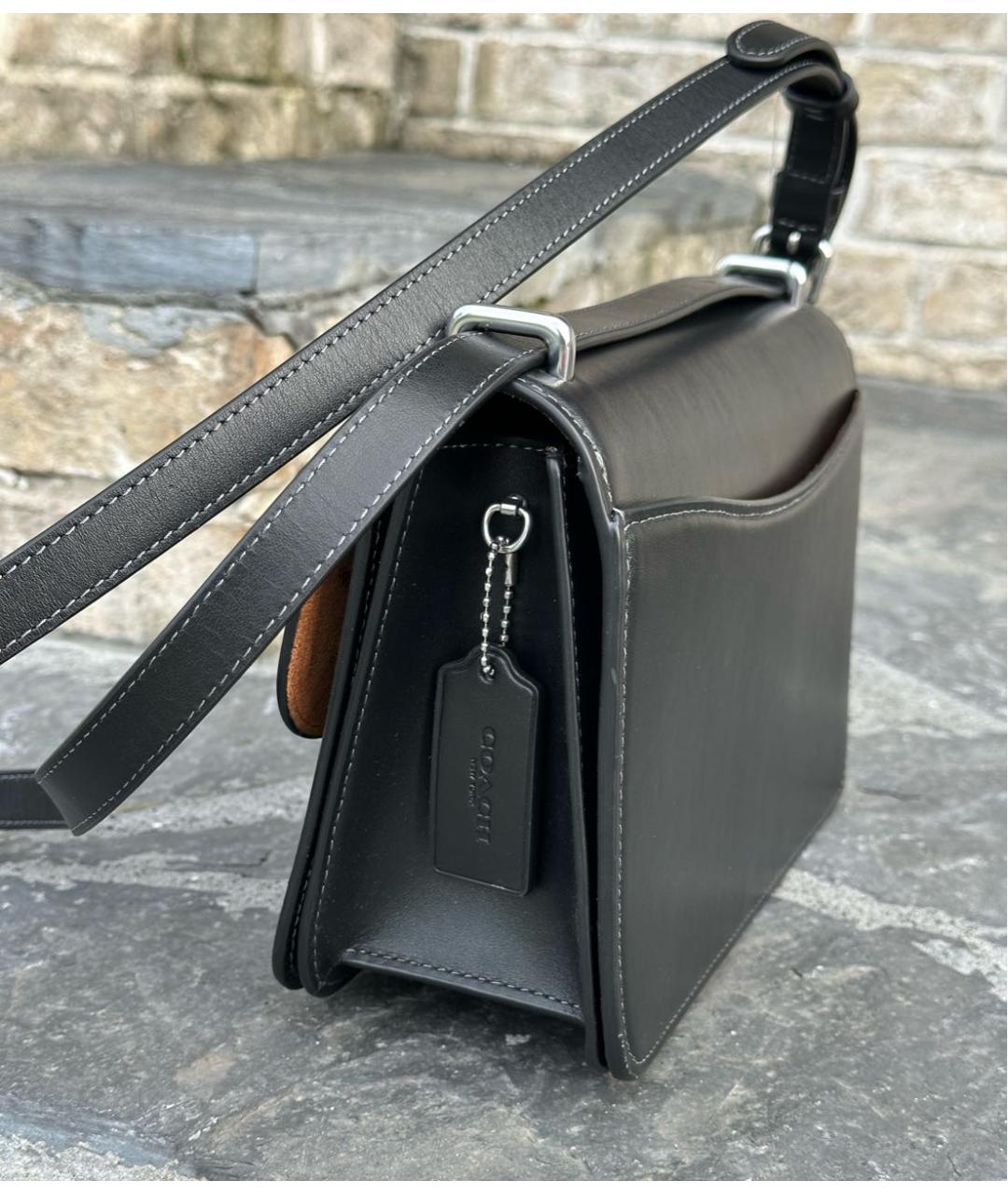 COACH Черная кожаная сумка через плечо, фото 5
