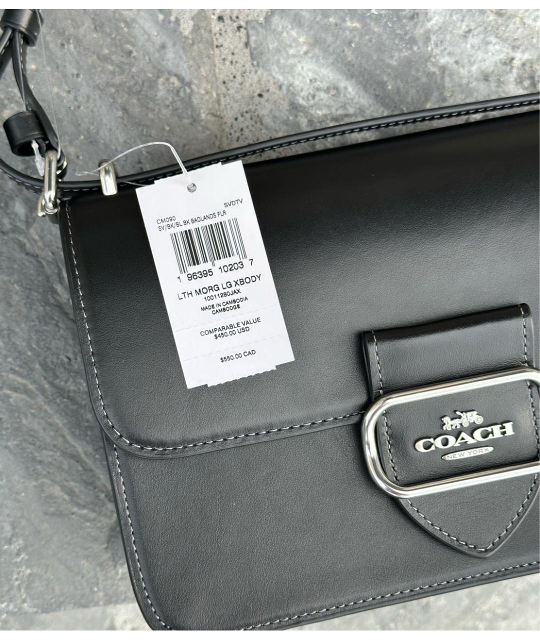 COACH Черная кожаная сумка через плечо, фото 6