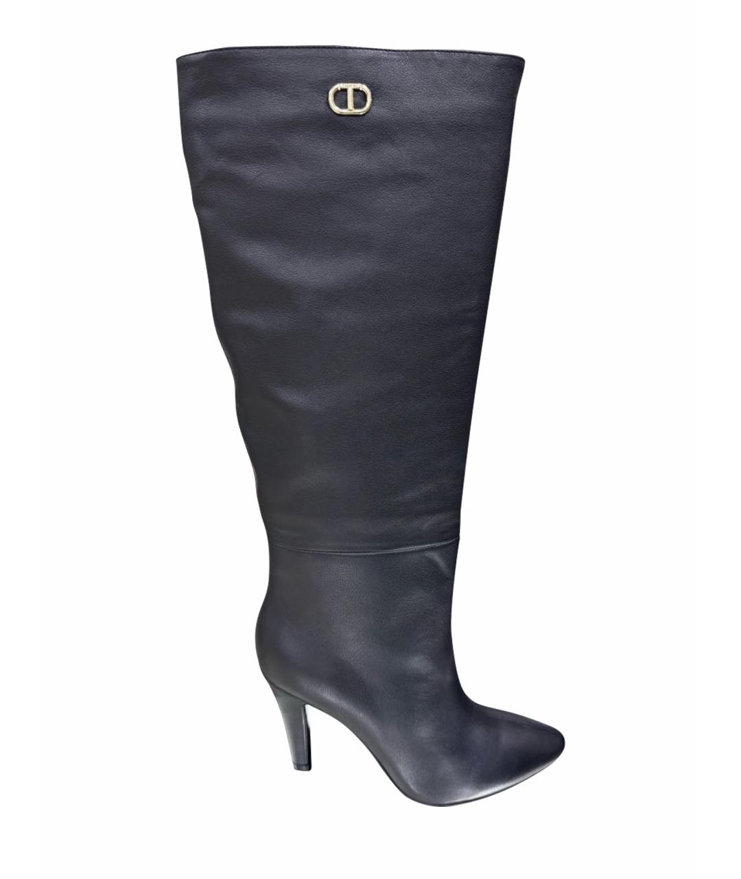 TWIN-SET Черные кожаные сапоги, фото 1