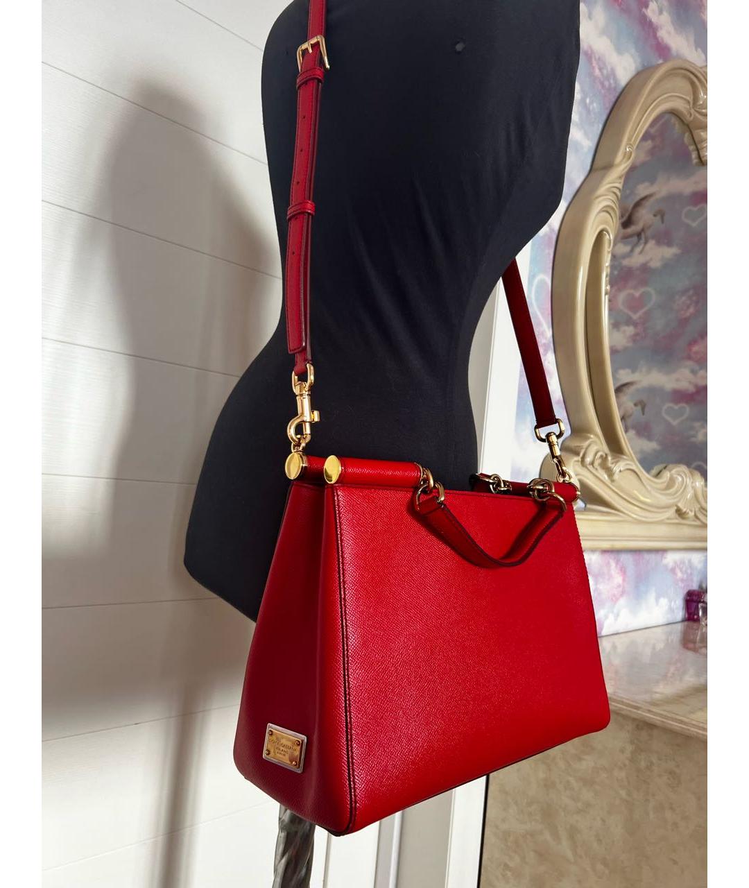 DOLCE&GABBANA Красная кожаная сумка через плечо, фото 3