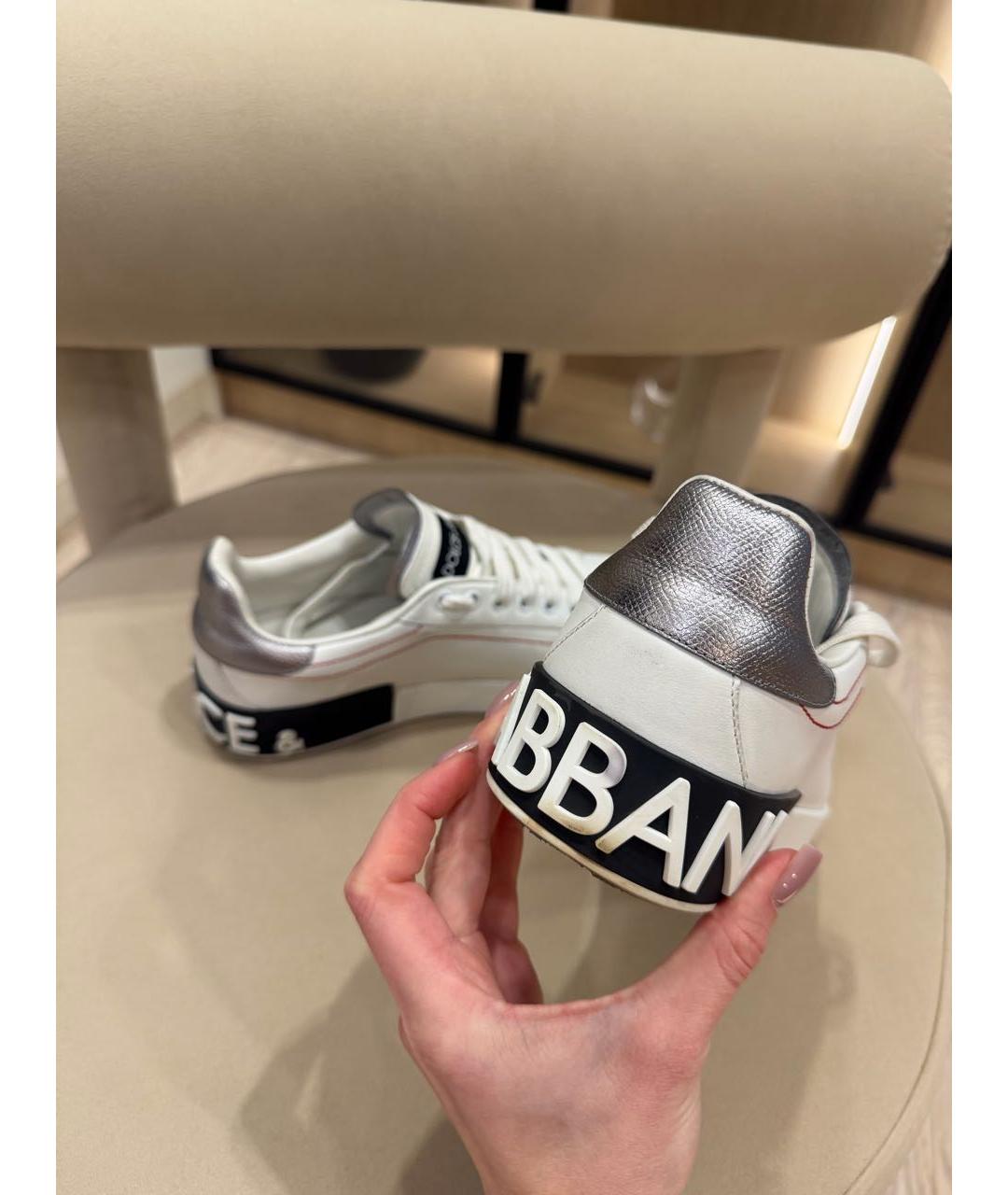 DOLCE&GABBANA Белые кожаные кеды, фото 6