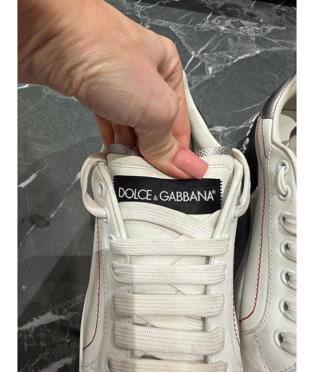 DOLCE&GABBANA Белые кожаные кеды, фото 8