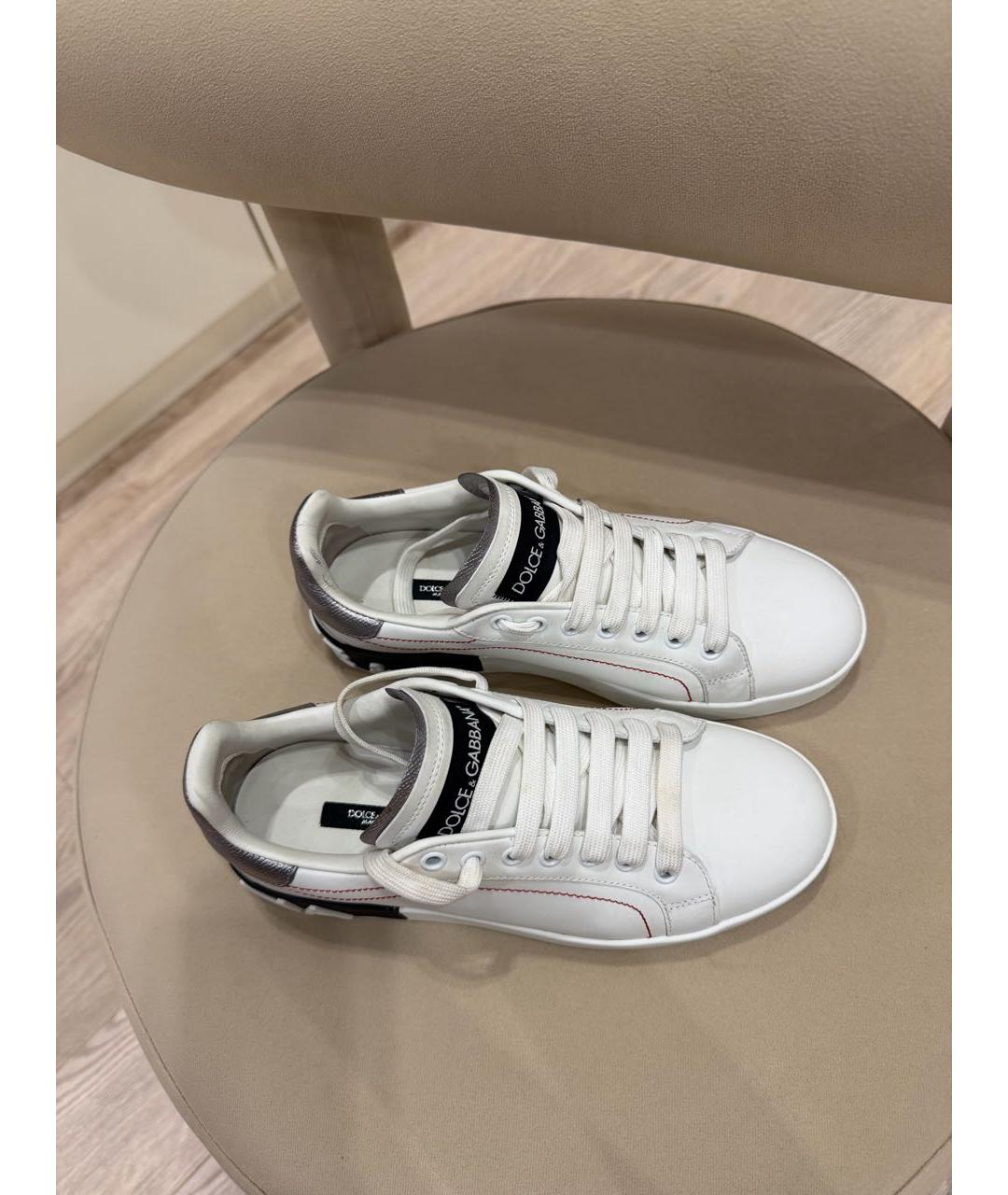 DOLCE&GABBANA Белые кожаные кеды, фото 7