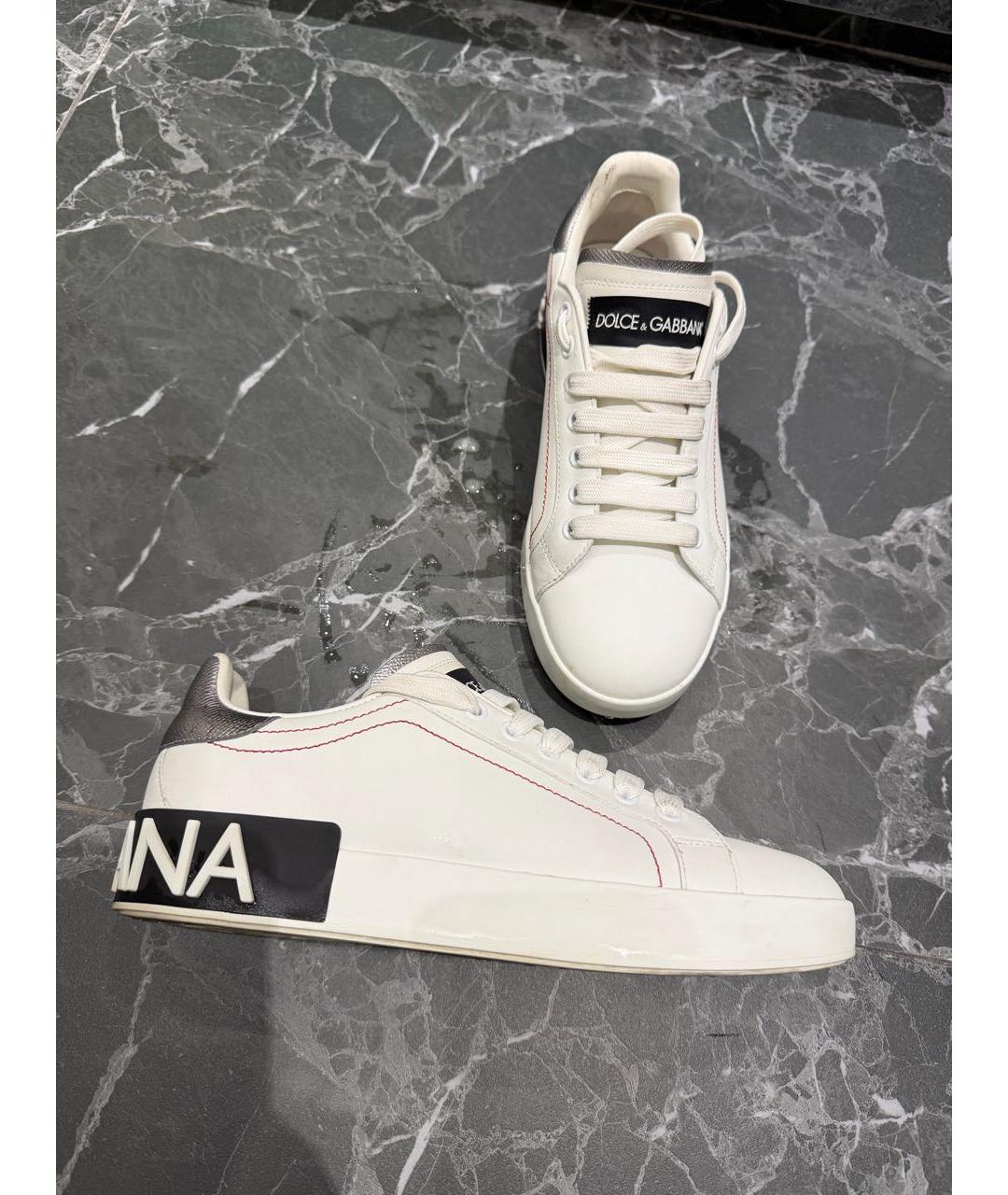 DOLCE&GABBANA Белые кожаные кеды, фото 9