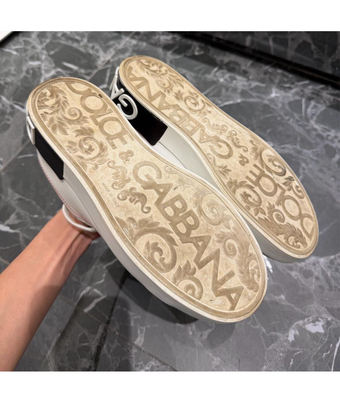 DOLCE&GABBANA Белые кожаные кеды, фото 2