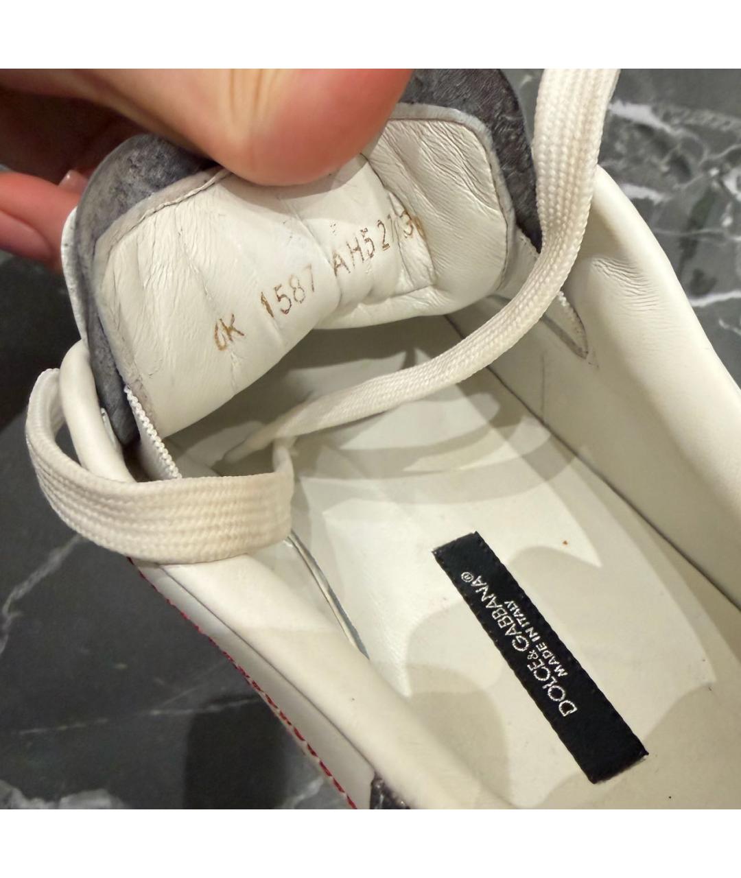 DOLCE&GABBANA Белые кожаные кеды, фото 4