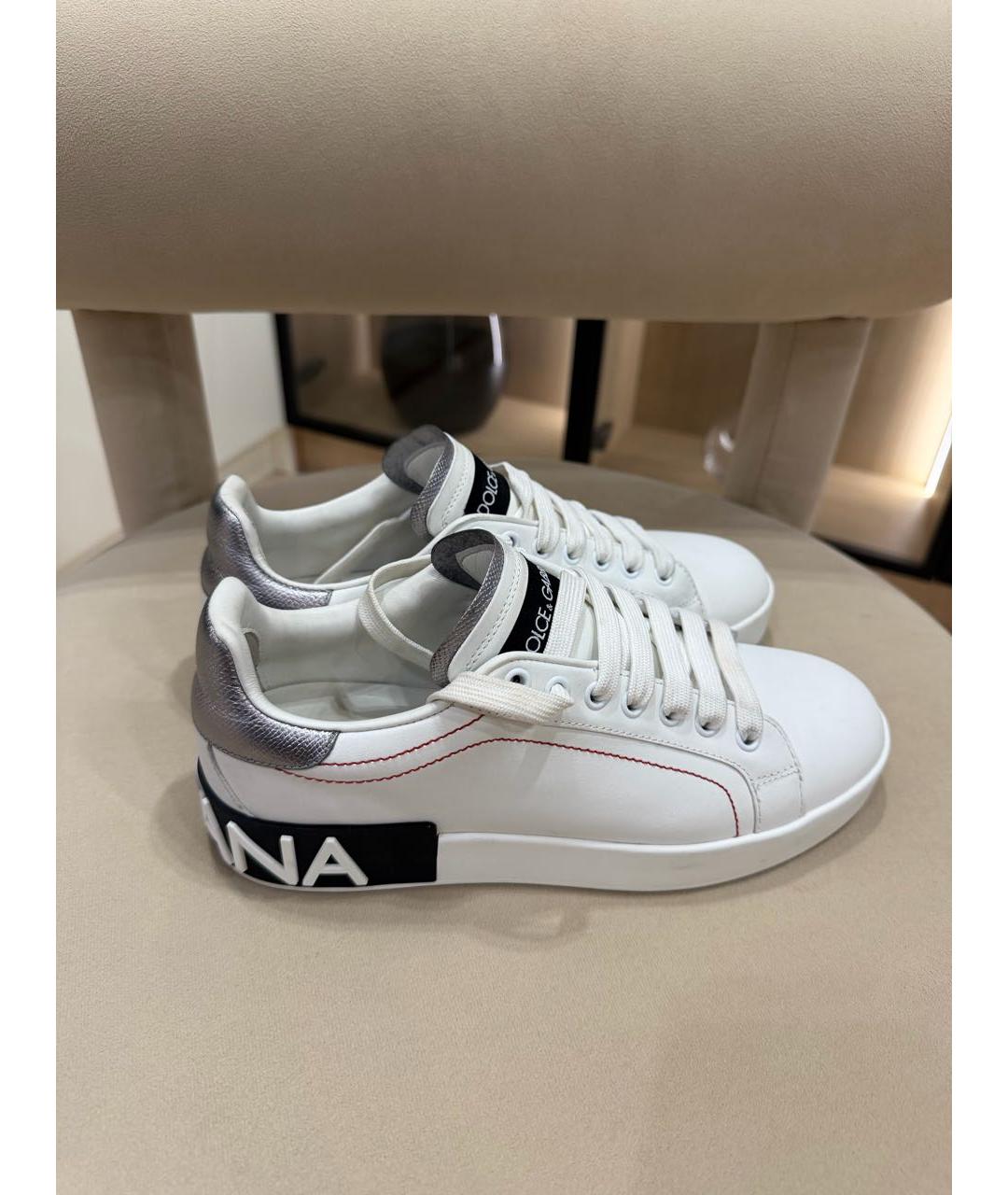 DOLCE&GABBANA Белые кожаные кеды, фото 3