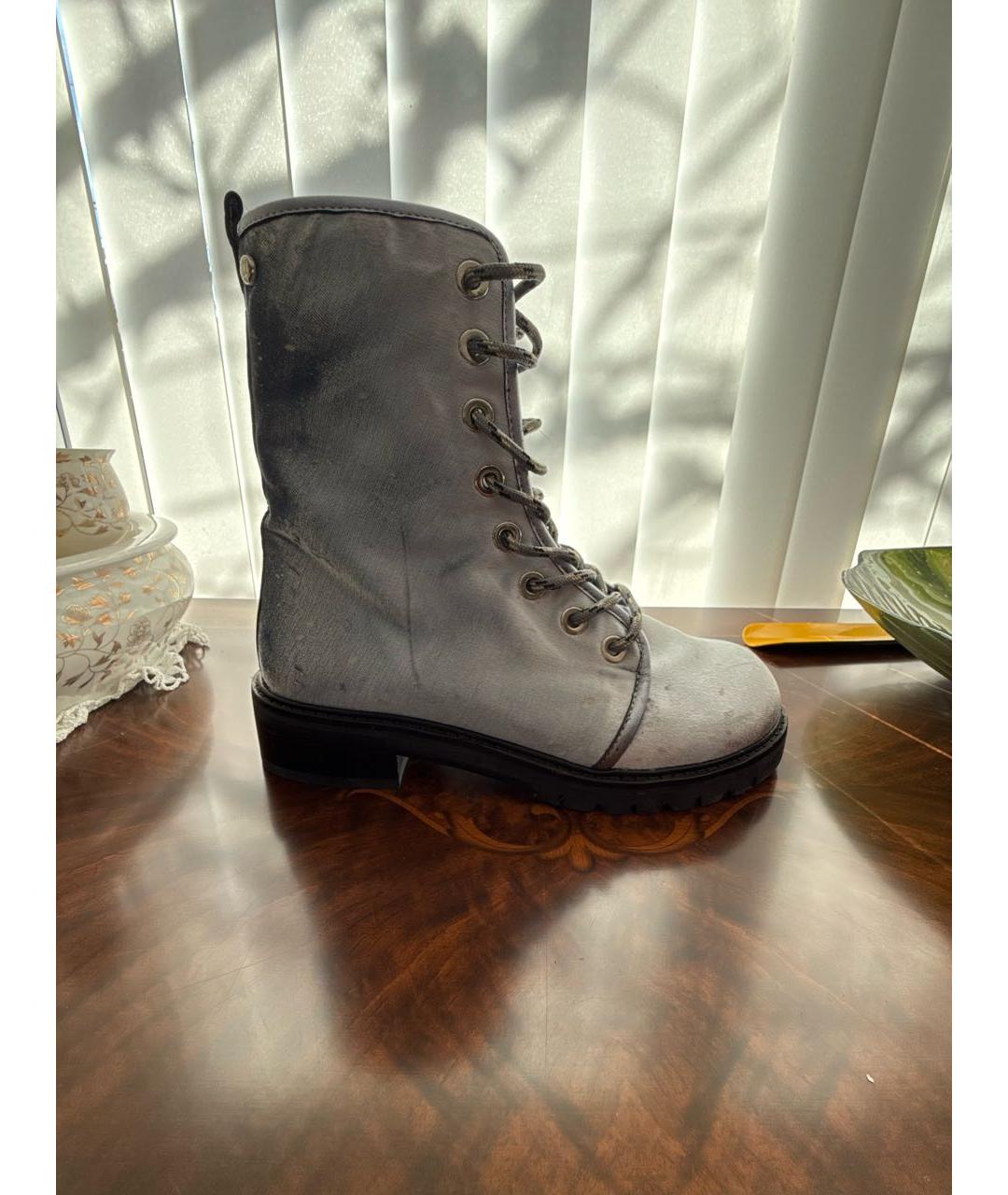 STUART WEITZMAN Голубые бархатные ботинки, фото 8