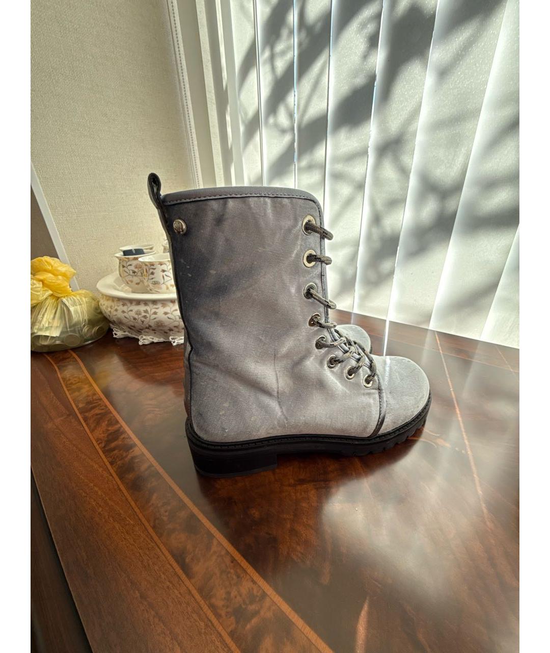 STUART WEITZMAN Голубые бархатные ботинки, фото 6