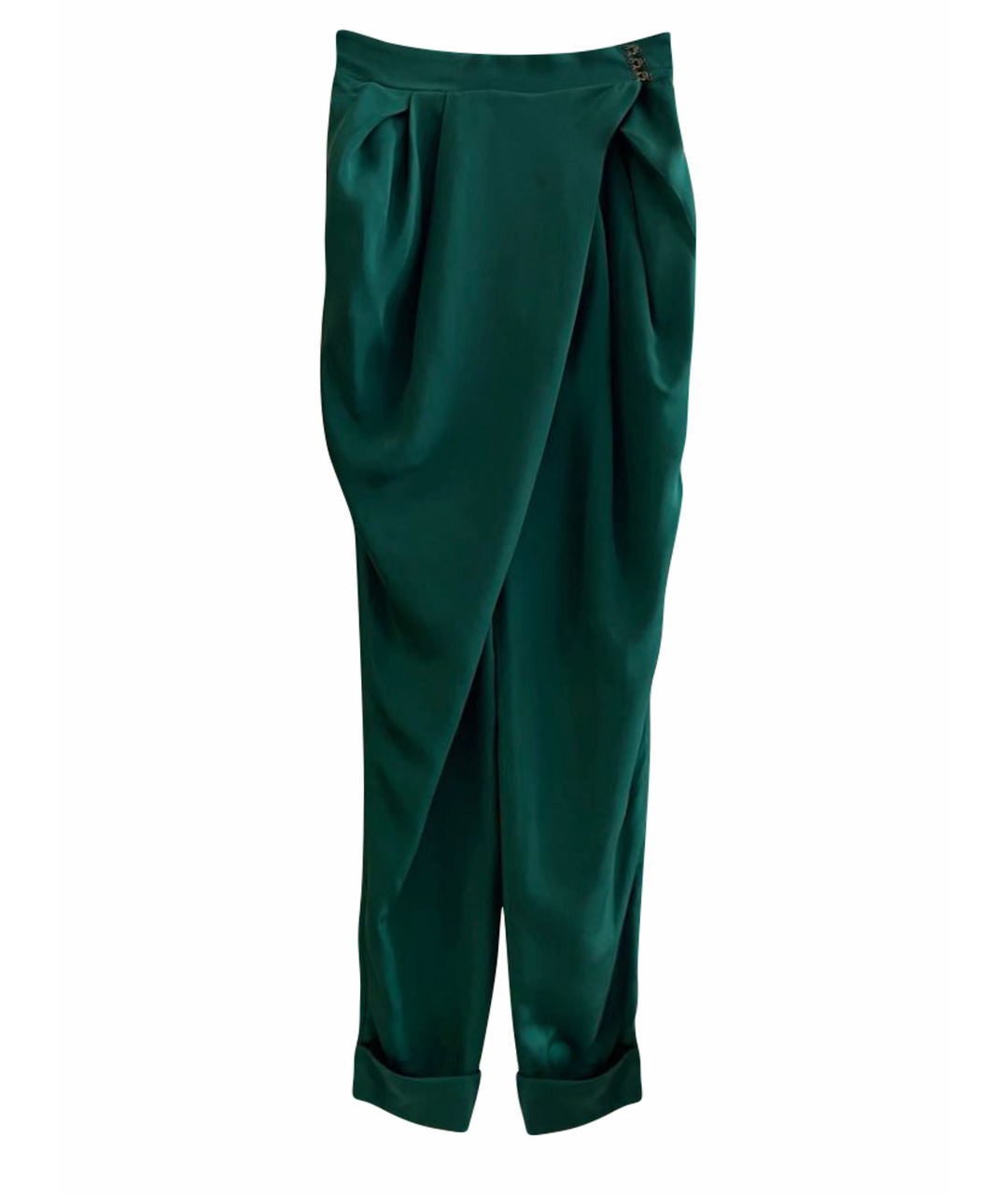 ULYANA SERGEENKO Зеленые шелковые прямые брюки, фото 1