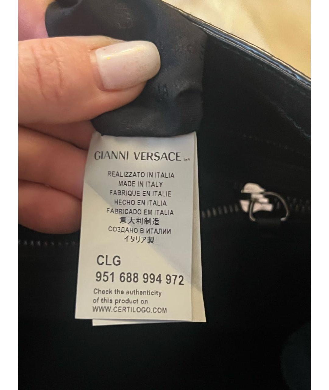 VERSACE Черная кожаная сумка тоут, фото 6