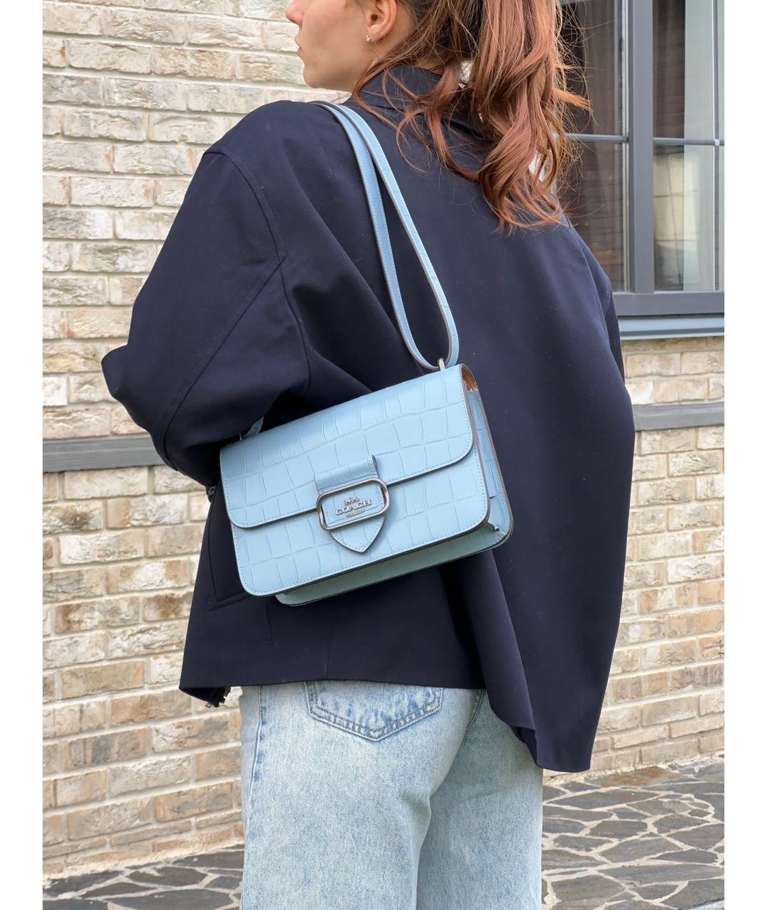 COACH Синяя кожаная сумка через плечо, фото 6