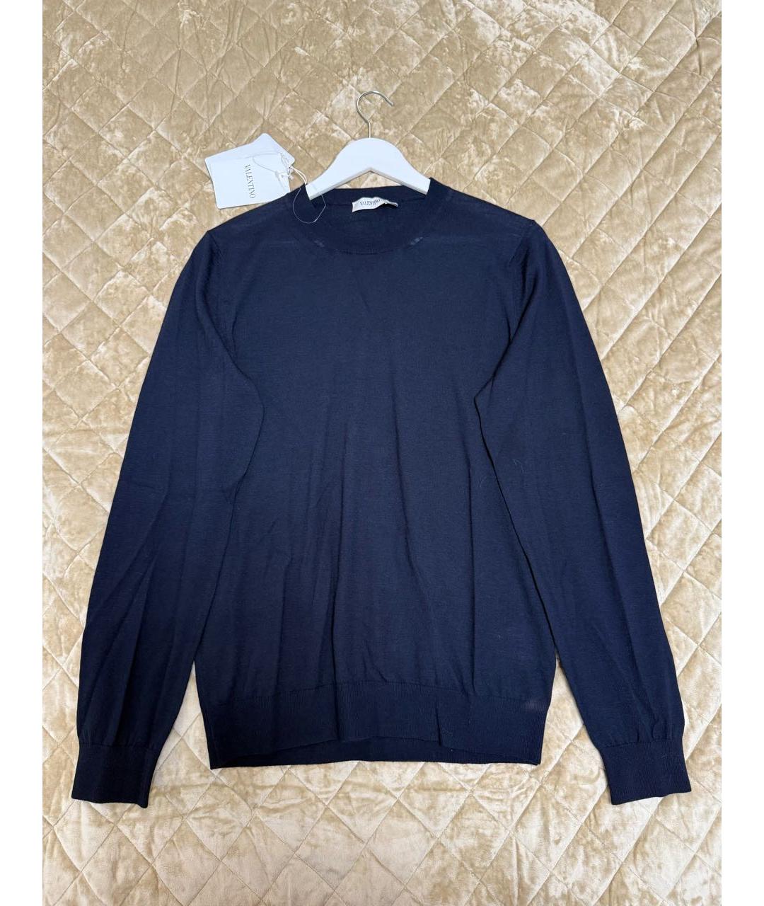 VALENTINO Темно-синий шерстяной джемпер / свитер, фото 5