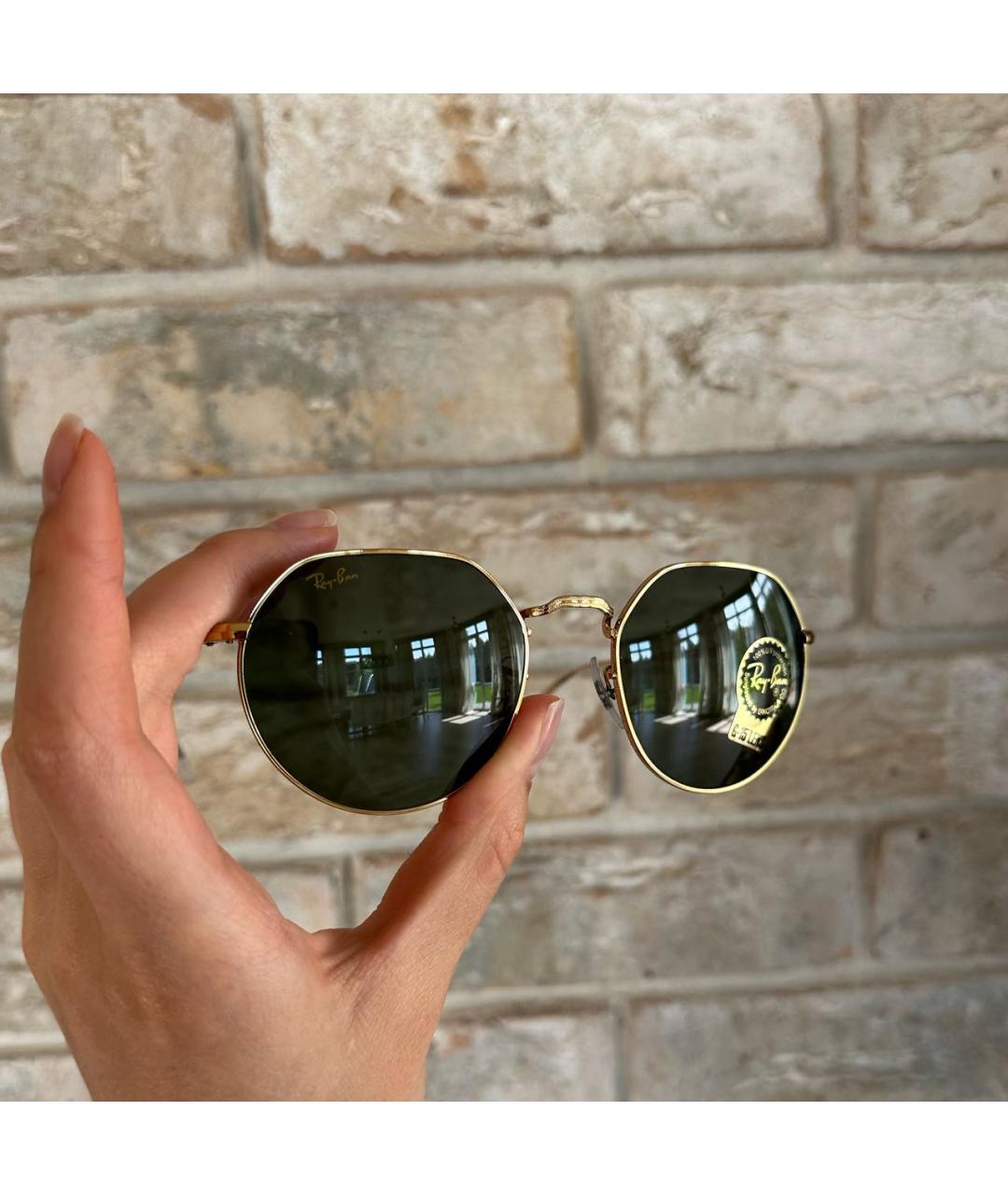 RAY BAN Хаки металлические солнцезащитные очки, фото 6