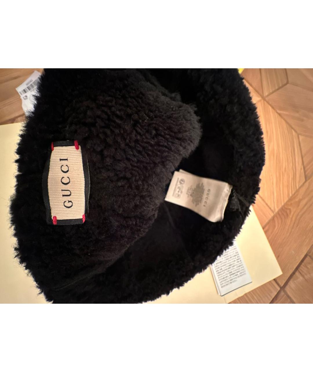 GUCCI Черная кожаная шапка, фото 7