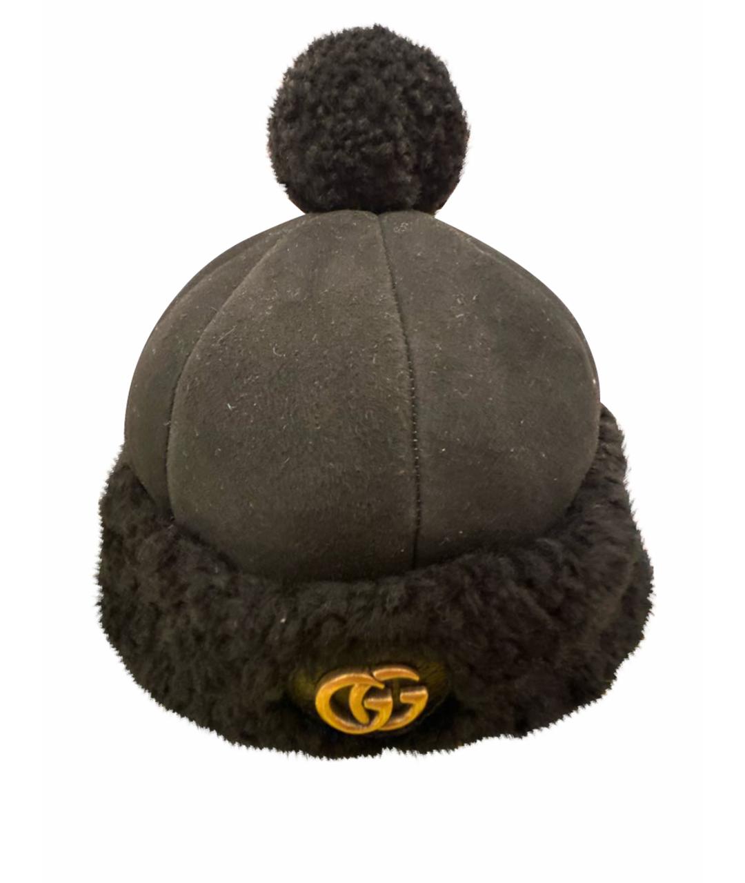 GUCCI Черная кожаная шапка, фото 1