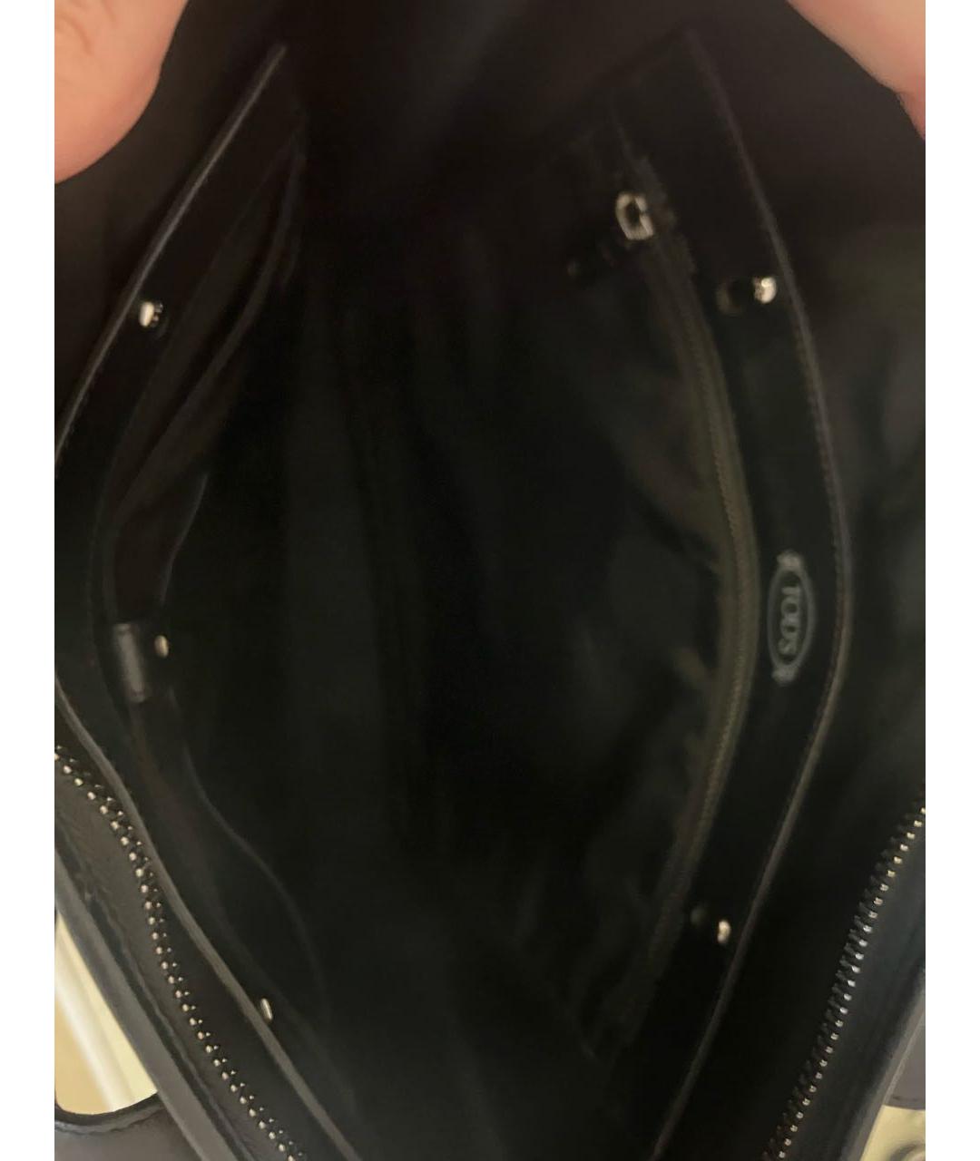 TOD'S Черная кожаная сумка тоут, фото 4