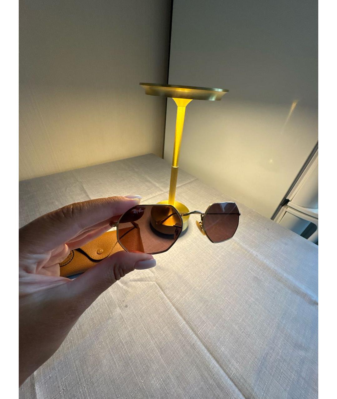 RAY BAN Коричневые металлические солнцезащитные очки, фото 2