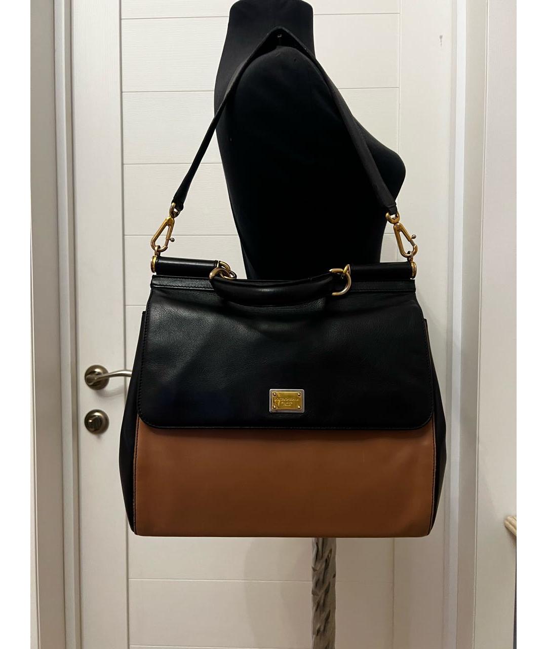 DOLCE&GABBANA Черная кожаная сумка через плечо, фото 9